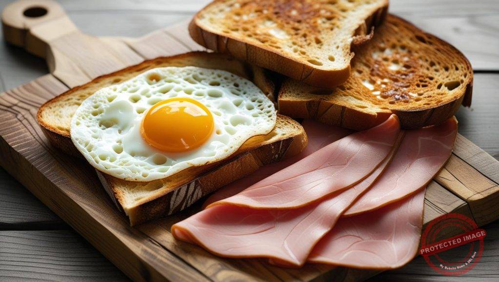 Desayuno Facil y Rapido De Preparar Jamon Huevo y Tostadas