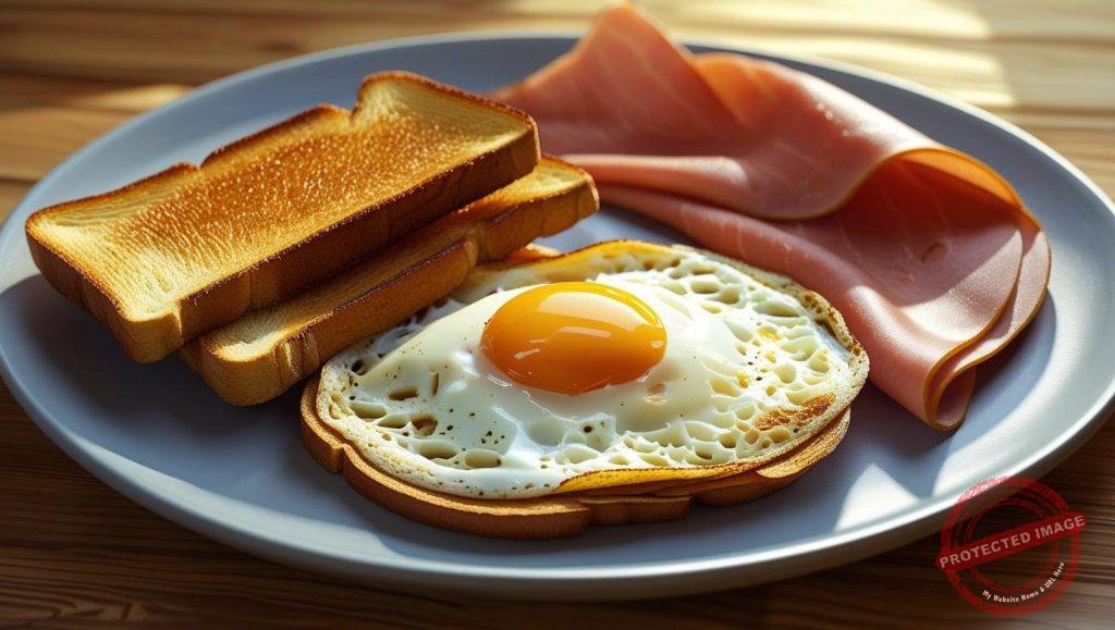 Desayuno Facil y Rapido De Preparar Jamon Huevo y Tostadas ()